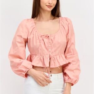 EN SAISON | Cropped Puff Sleeve Peasant Top